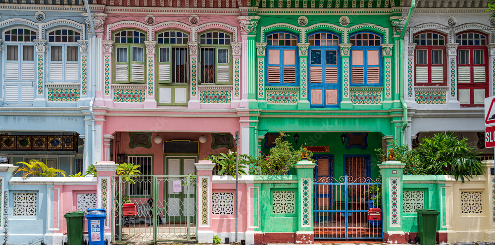 Fototapeta premium Close up image of Peranakan house facade.