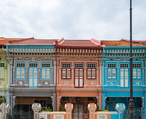 Canvas Print Close up image of Peranakan house facade.