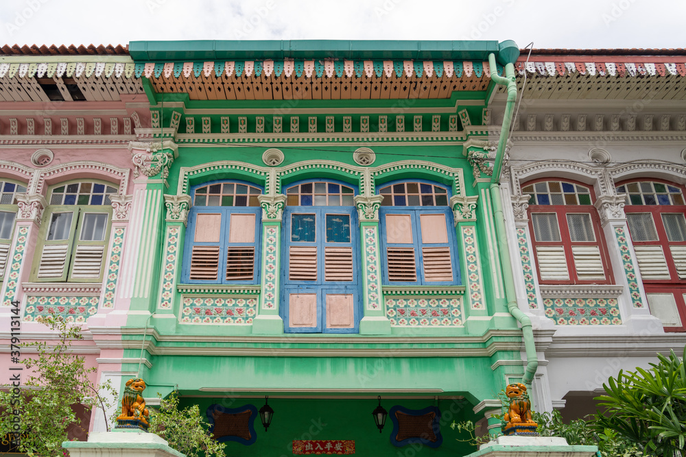 Close up image of Peranakan house facade.