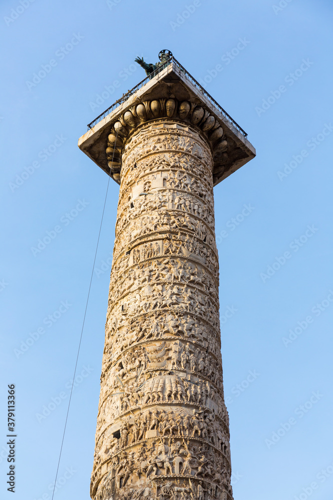 The Column of Marcus Aurelius, Piazza Colonna, Rome, Italy, Europe