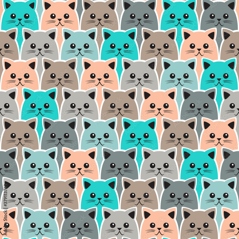 Cat seamless pattern. Vector background. Can be used for wallpaper, cover fills, web page background, surface textures, fabric Cat seamless pattern. Vector background. Can be used for wallpaper, cover fills, web page background, surface textures, fabric