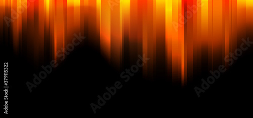 Abstract orange and yellow gradient stripes motion blur on black background texture. Vector illustration