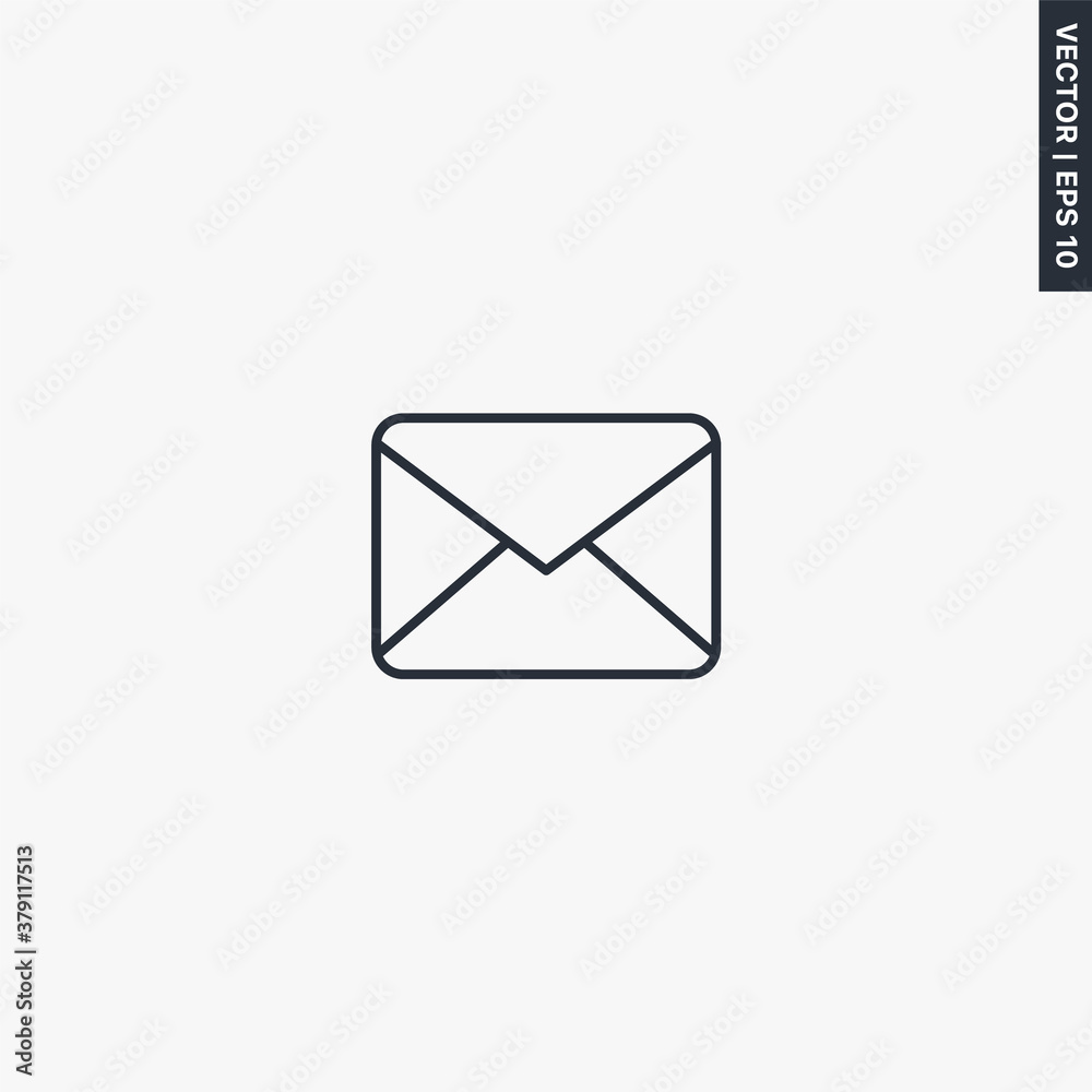 Mail envelope, linear style sign for mobile concept and web design Mail envelope, linear style sign for mobile concept and web design