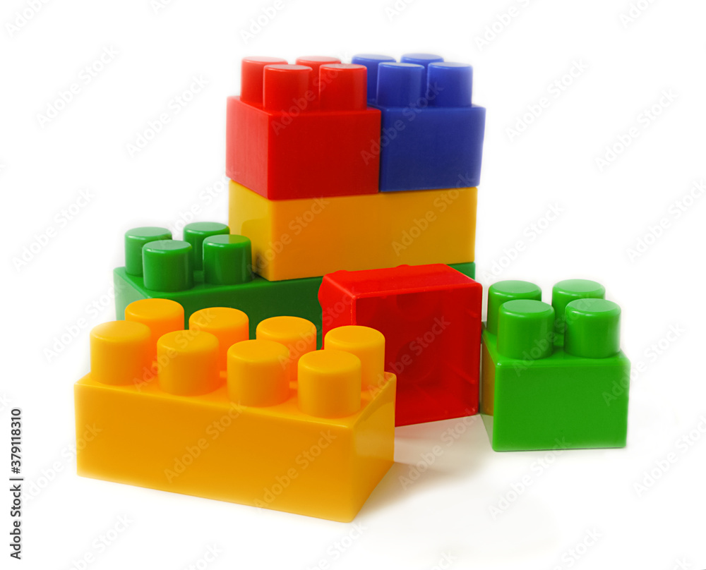 Children's constructor isolated on white background side view Children's constructor isolated on white background side view