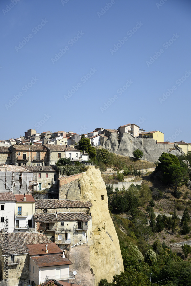 Panoramic view of Baselice, a rural village in the province of Benevento, Italy.