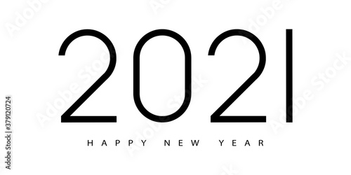 2021 Happy New Year. 2021 modern text vector luxury design black and white.