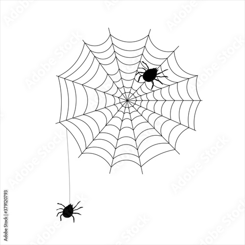 black spider with web icon for Halloween Day