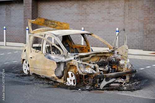 Burnt out car set of fire and left by joy rider