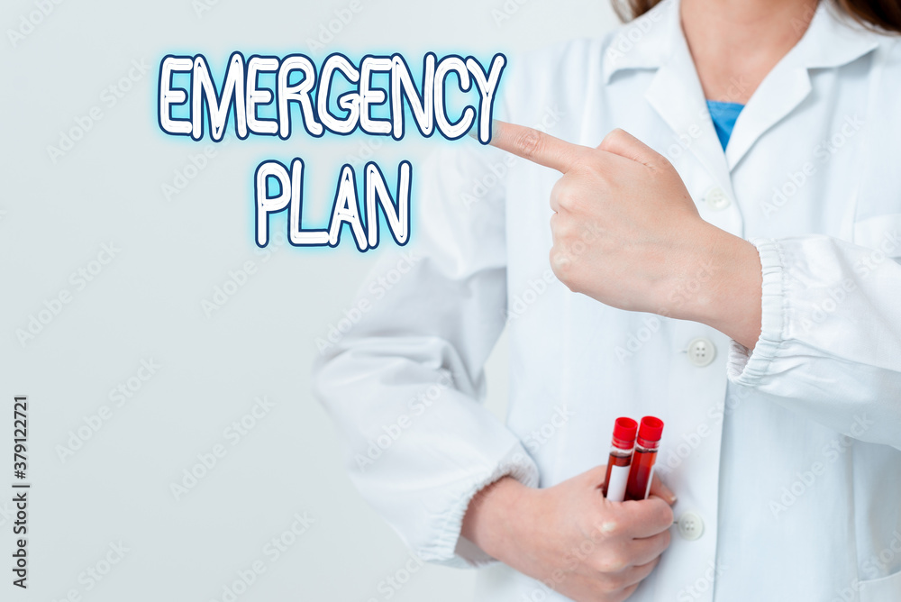 Writing note showing Emergency Plan. Business concept for instructions that outlines what workers should do in danger Empty sticker paper accessories smartphone with medical gloves on Writing note showing Emergency Plan. Business concept for instructions that outlines what workers should do in danger Empty sticker paper accessories smartphone with medical gloves on