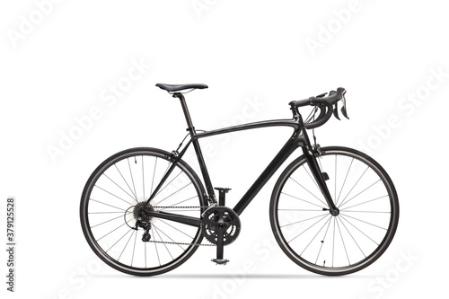 Studio shot of a black custom road bicycle
