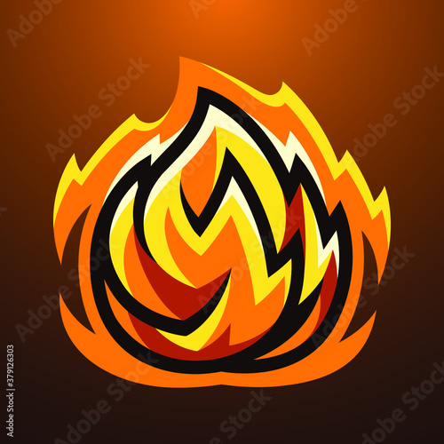 Fire ball mascot logo 