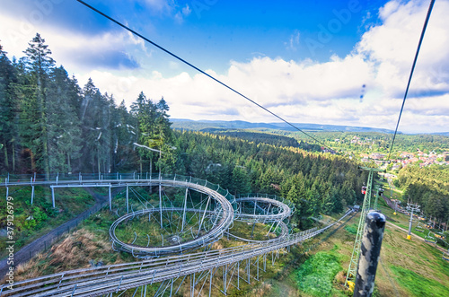 View over the city from Bocksberg in the Harz Mountains of Lower Saxony in Hahnenklee