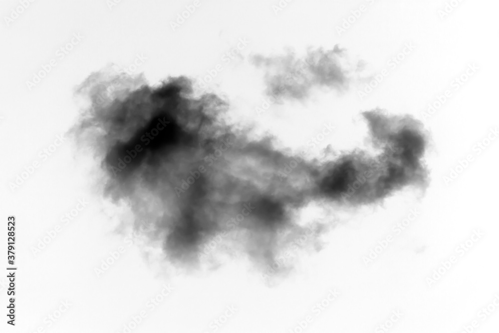 Black smoke isolated on white background