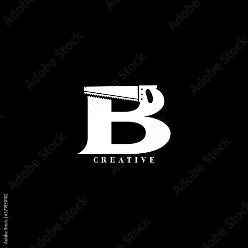 Saw concept B letter logo design.