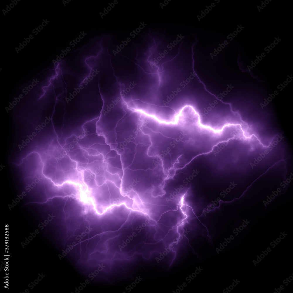 Purple lightning. Bright flash of lightning closeup. ilustración de