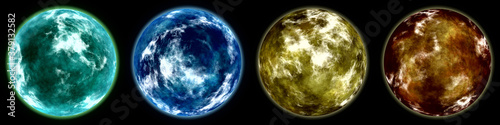 Fototapeta Naklejka Na Ścianę i Meble -  Exoplanets. Illustration of 4 different planets. High resolution.