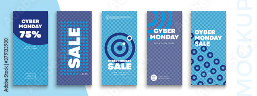 Cyber Monday Sale. Trendy editable Instagram Stories template. Design  for social media. 