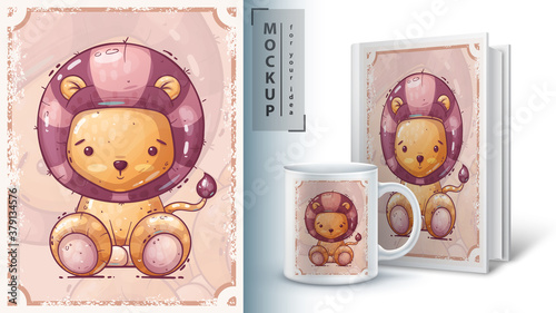 Cute lion poster and merchandising