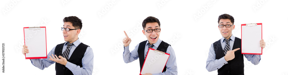 Funny businessman isolated on the white Funny businessman isolated on the white