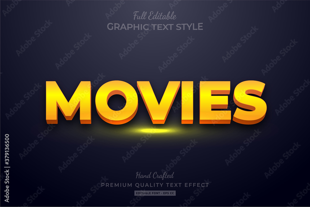Yellow Movies Editable Text Style Effect Premium