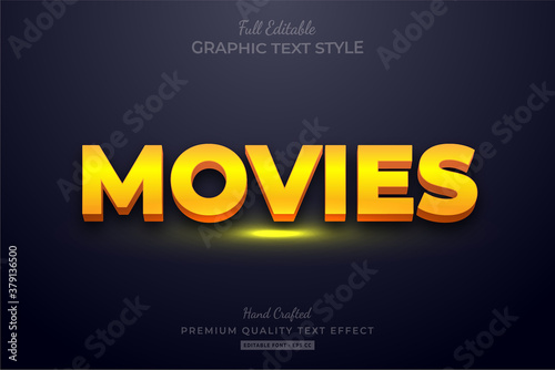 Yellow Movies Editable Text Style Effect Premium