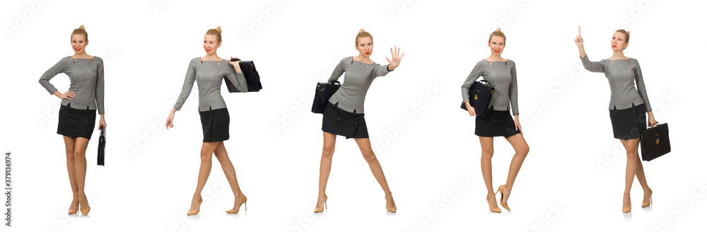 Woman with briefcase isolated on white Woman with briefcase isolated on white