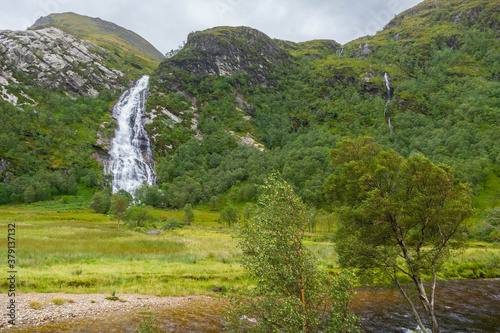 Steall Waterfall and the River Nevis in Glen Nevis
