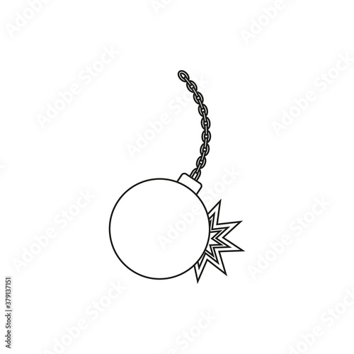 Wrecking ball icon. Demolition bomb. Vector. Line style.