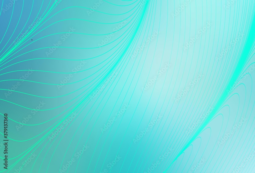 Light Green vector background with curved lines.