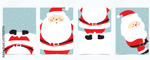 Cute christmas collection with santa claus.Vector illustration for poster,postcard,banner,cover