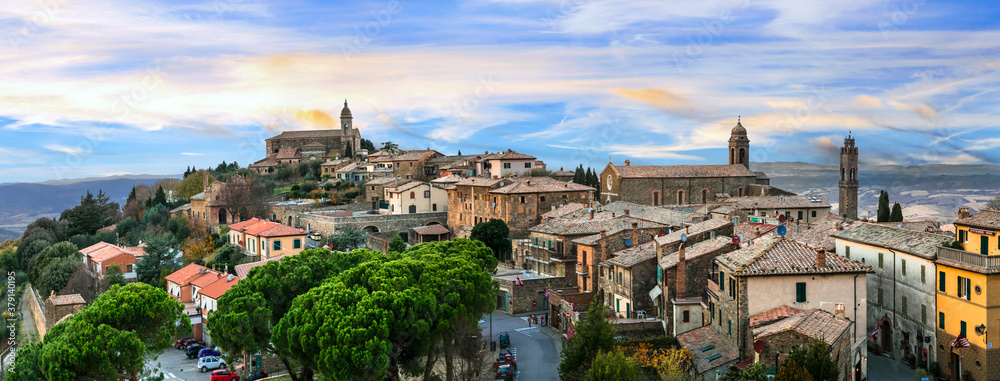 Landmarks of Italy - medieval town Montalcino, famous wine region of Italy