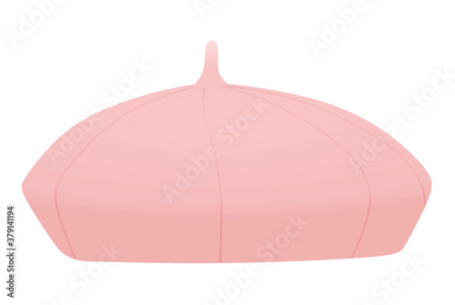Pink beret hat. vector illustration