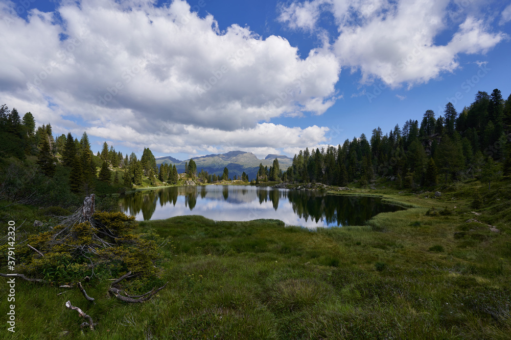 Trekking at Col Bricon lakes in the Dolomites