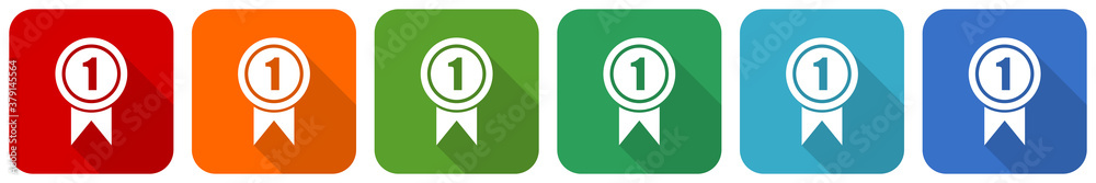 Victory, first, winner icon set, flat design vector illustration in 6 colors options for webdesign and mobile applications Victory, first, winner icon set, flat design vector illustration in 6 colors options for webdesign and mobile applications