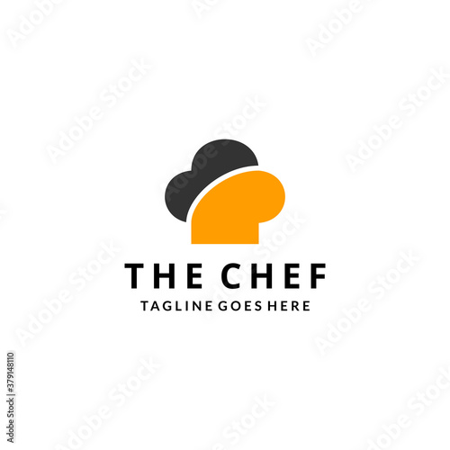 Creative illustration chef hat restaurant logo design Vector sign template