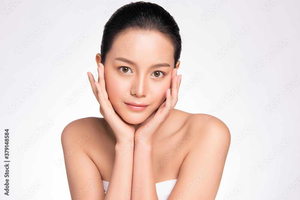 Beautiful young asian woman with clean fresh skin on white background, Face care, Facial treatment, Cosmetology, beauty and spa, Asian women portrait Beautiful young asian woman with clean fresh skin on white background, Face care, Facial treatment, Cosmetology, beauty and spa, Asian women portrait