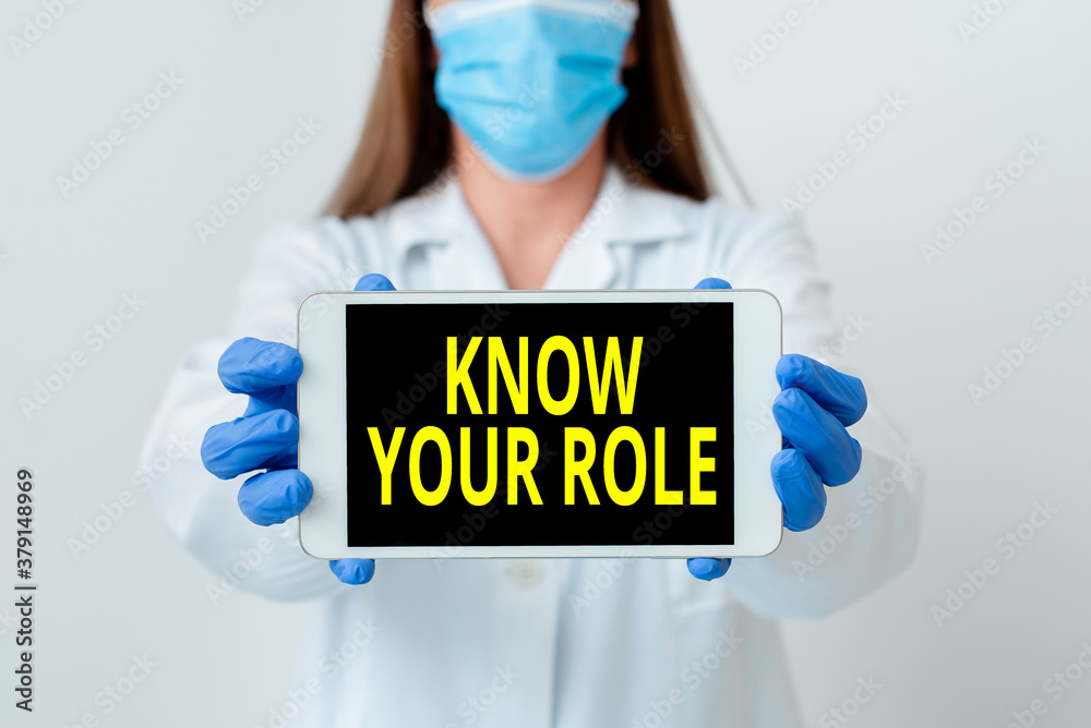Handwriting text Know Your Role. Conceptual photo end acting outside who you actually are Play your position Laboratory technician featuring empty sticker paper accessories smartphone Handwriting text Know Your Role. Conceptual photo end acting outside who you actually are Play your position Laboratory technician featuring empty sticker paper accessories smartphone