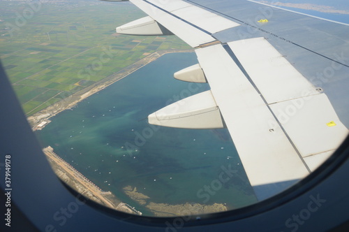 A view of Thessaloniki, Greece from above on an airplane.