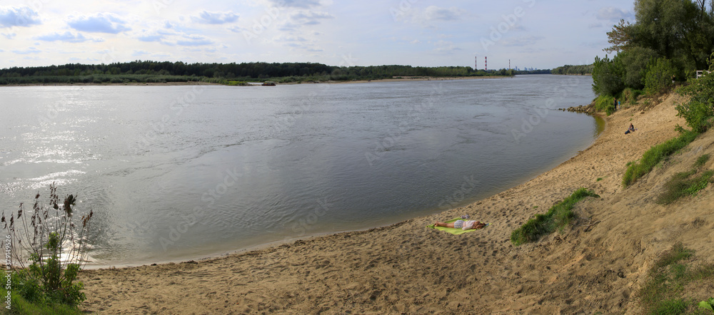 Plaza romantyczna (romantic beach) in Warsaw, Vistula river, Mazovia, Poland
