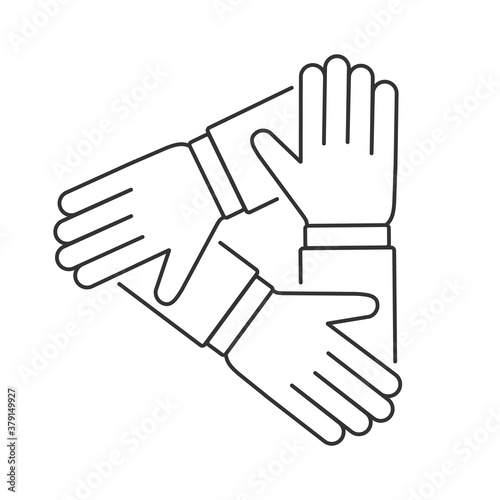 Three hand vector icon  teamwork symbol. Simple  flat design for web or mobile app