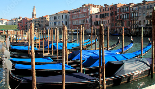gondole riposano sul canali di Venezia 