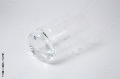 Glass cup with white background
