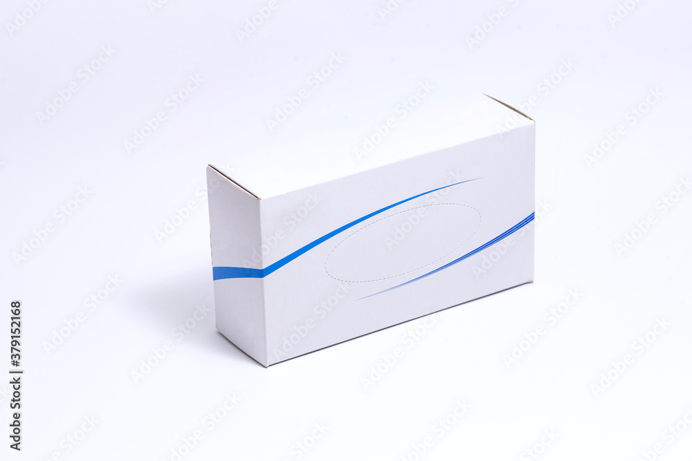 White box with a blue stripe on a white background. isolated. White box with a blue stripe on a white background. isolated.