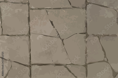 Grey Old Stone Pavement Texture Background Top View