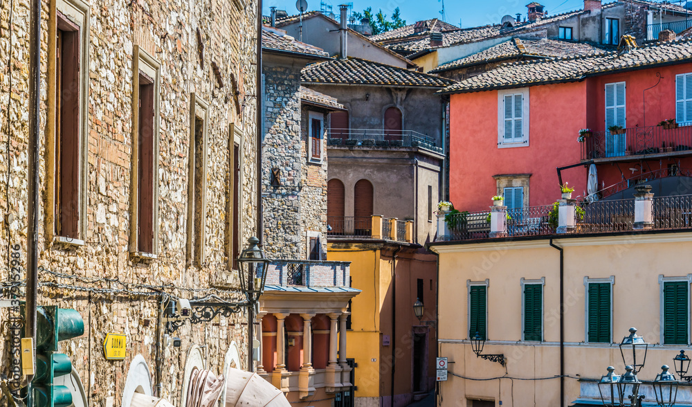 Architecture of Narni, an ancient hilltown of Umbria, Italy