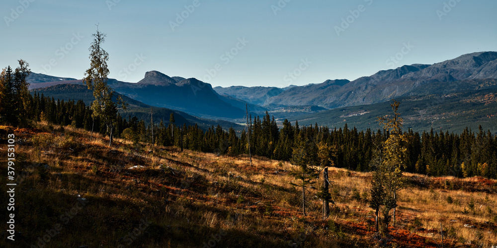 Countryside of Norway. Rural landscape from a different time. Shot in Hallingdal, Gol. View towards Hemsedal. Countryside of Norway. Rural landscape from a different time. Shot in Hallingdal, Gol. View towards Hemsedal.