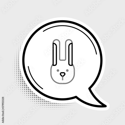 Line Rabbit with ears icon isolated on grey background. Magic trick. Mystery entertainment concept. Colorful outline concept. Vector.