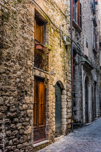 Architecture of Narni, an ancient hilltown of Umbria, Italy
