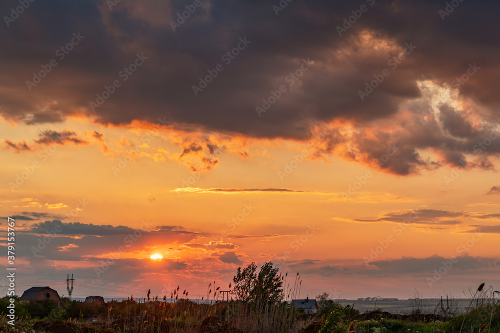 Beautiful sunset over the countryside.