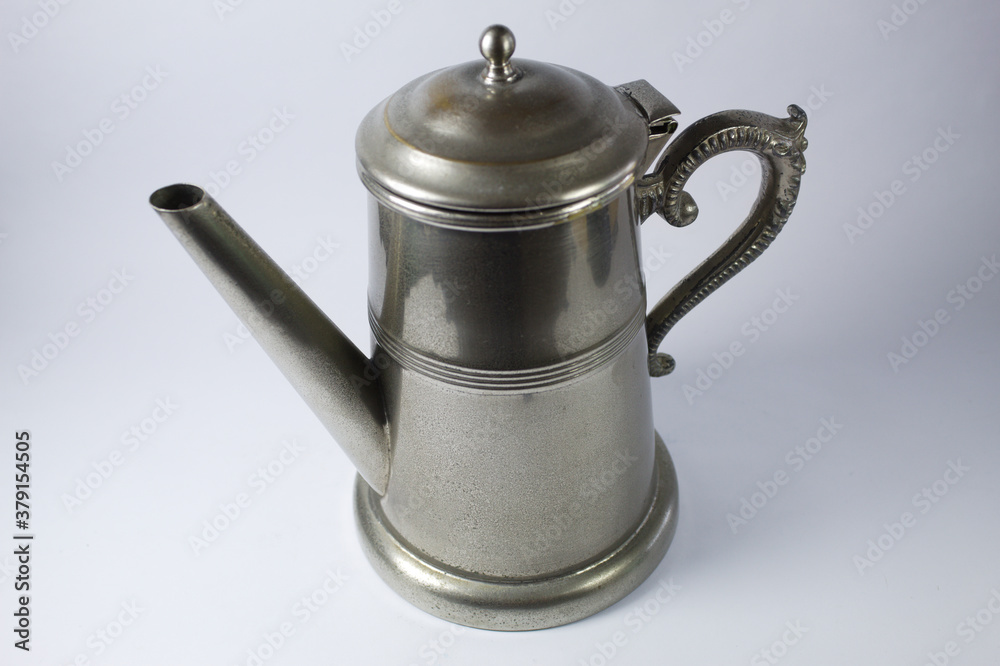 Metal milk jug with white background Metal milk jug with white background